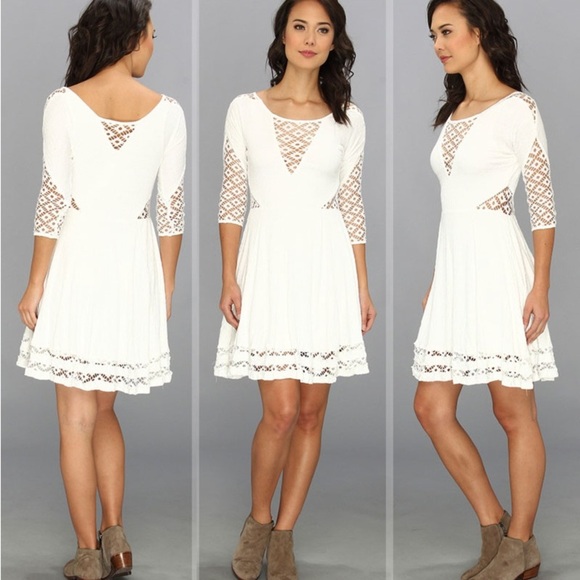 Free People Revolve New Size M To The Point Lace Boho Mini Dress in Cream Snow - Picture 1 of 13